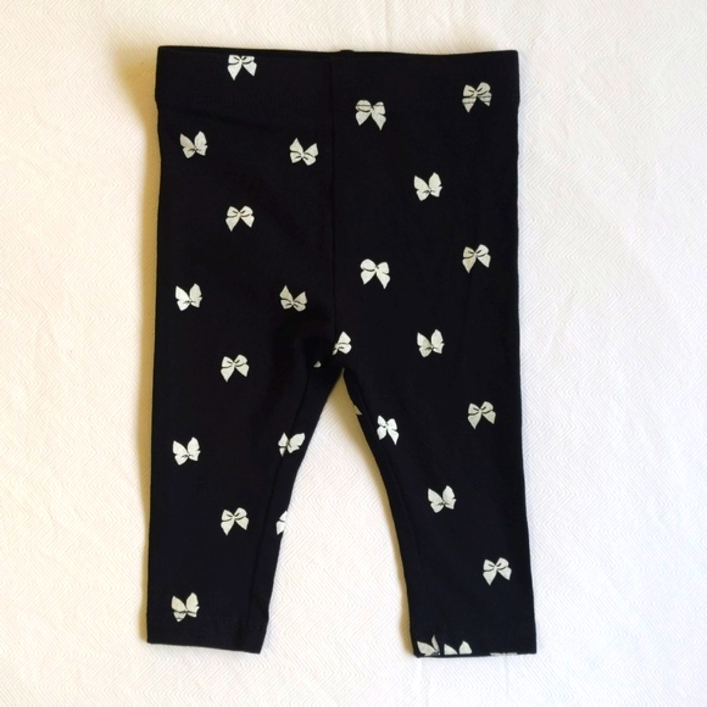joe fresh black bow print leggings 3-6 months baby girl